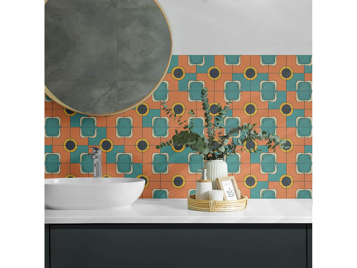 Zelfklevende wandbekleding, PVC wandpaneel, Vinyl wandbekleding - 120x60 cm - Abstract geometrisch patroon