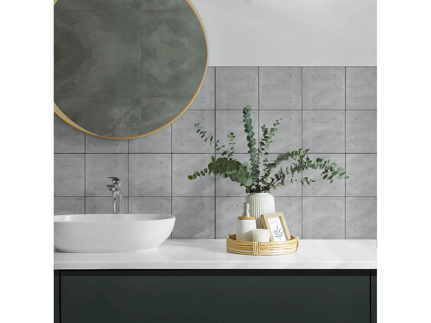 Wandpaneel selbstklebend, Wandverkleidung innen - 6x60x30 cm - Rohe Betonstruktur