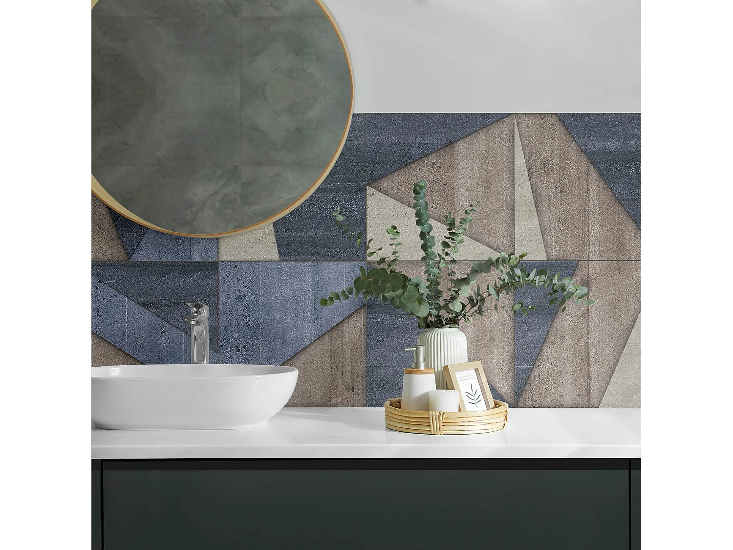 PVC wandpaneel, Vinyl wandverkleidung selbstklebend- 120x60 cm - Abstraktes geometrisches Muster