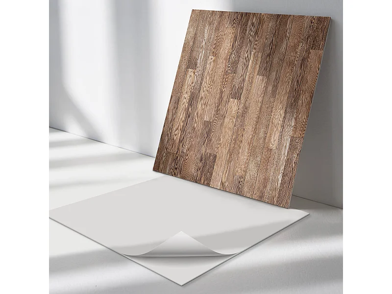 Wandpaneel selbstklebend, Wandverkleidung innen - 4 x 50 x 50 cm - Dielenmuster