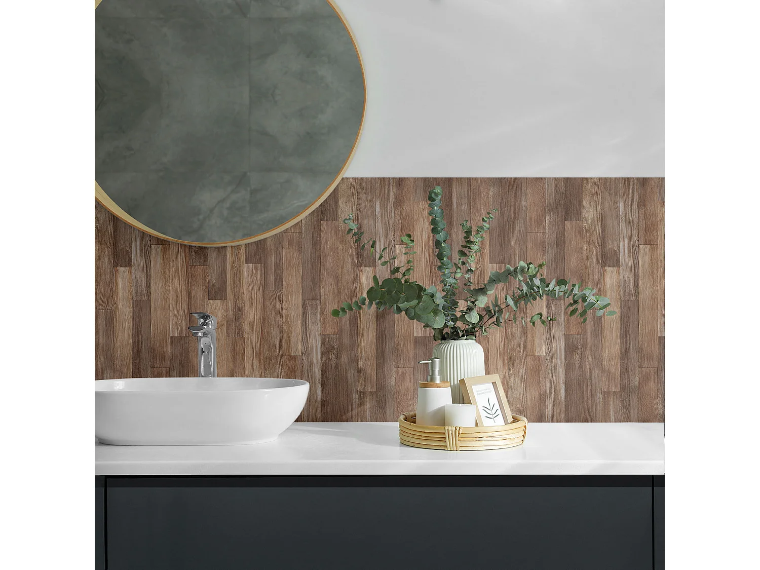 Panneaux muraux autocollants en vinyle imperméable - 4 x 50 x 50 cm - Modèle de plancher