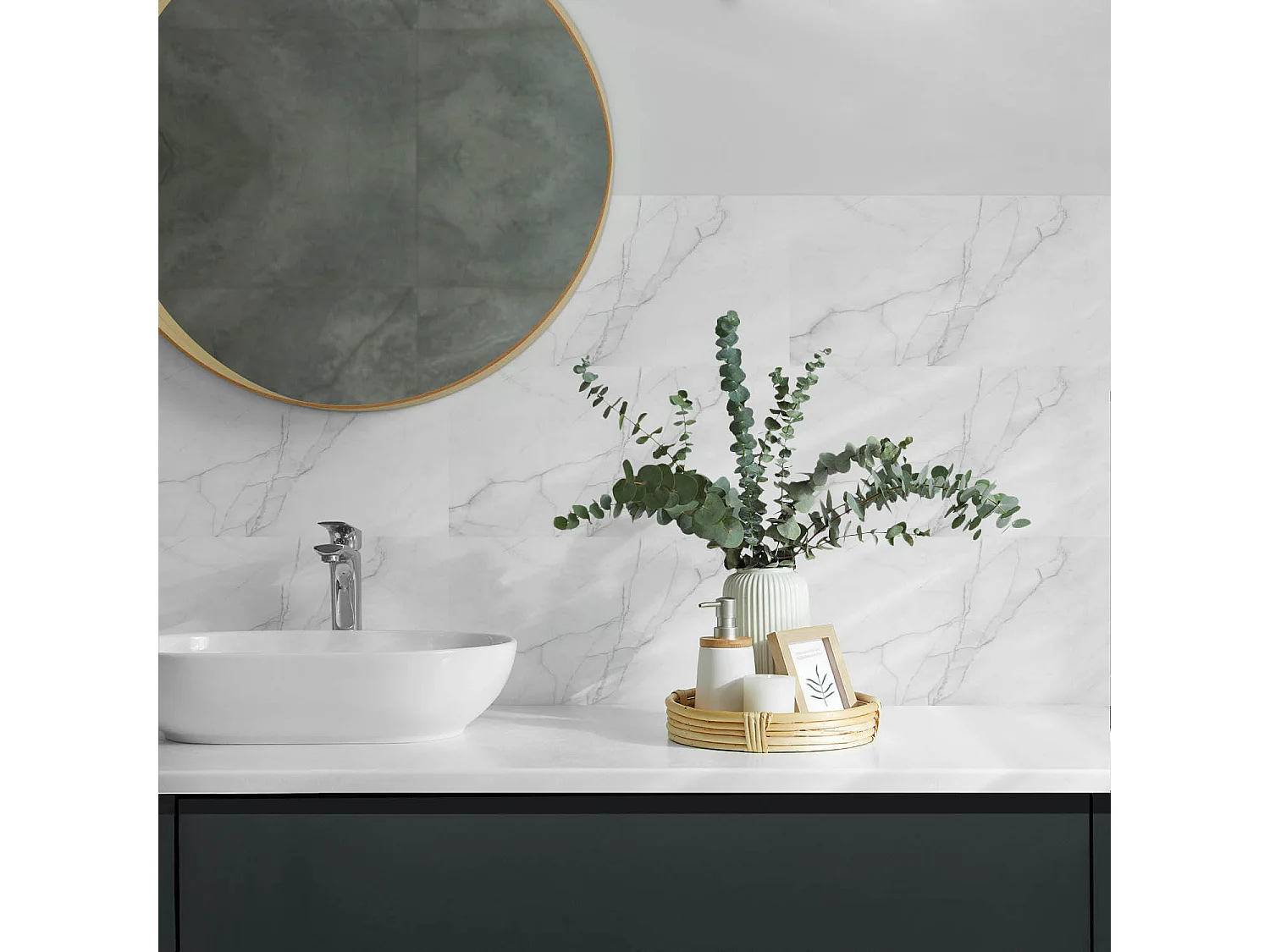 Wandpaneel selbstklebend, Wandverkleidung innen - 10x40x20 cm - Elegantes Marmormuster