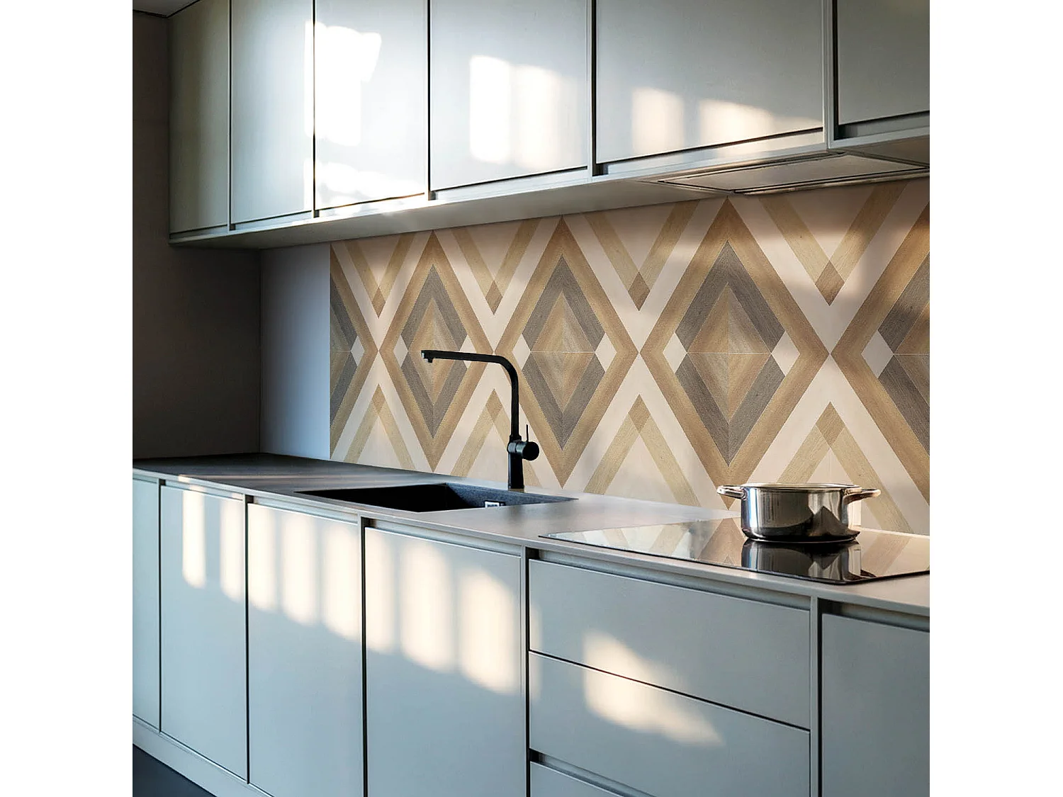 PVC wandpaneel, Vinyl wandverkleidung selbstklebend- 120x60 cm - Geometrisches Karomuster