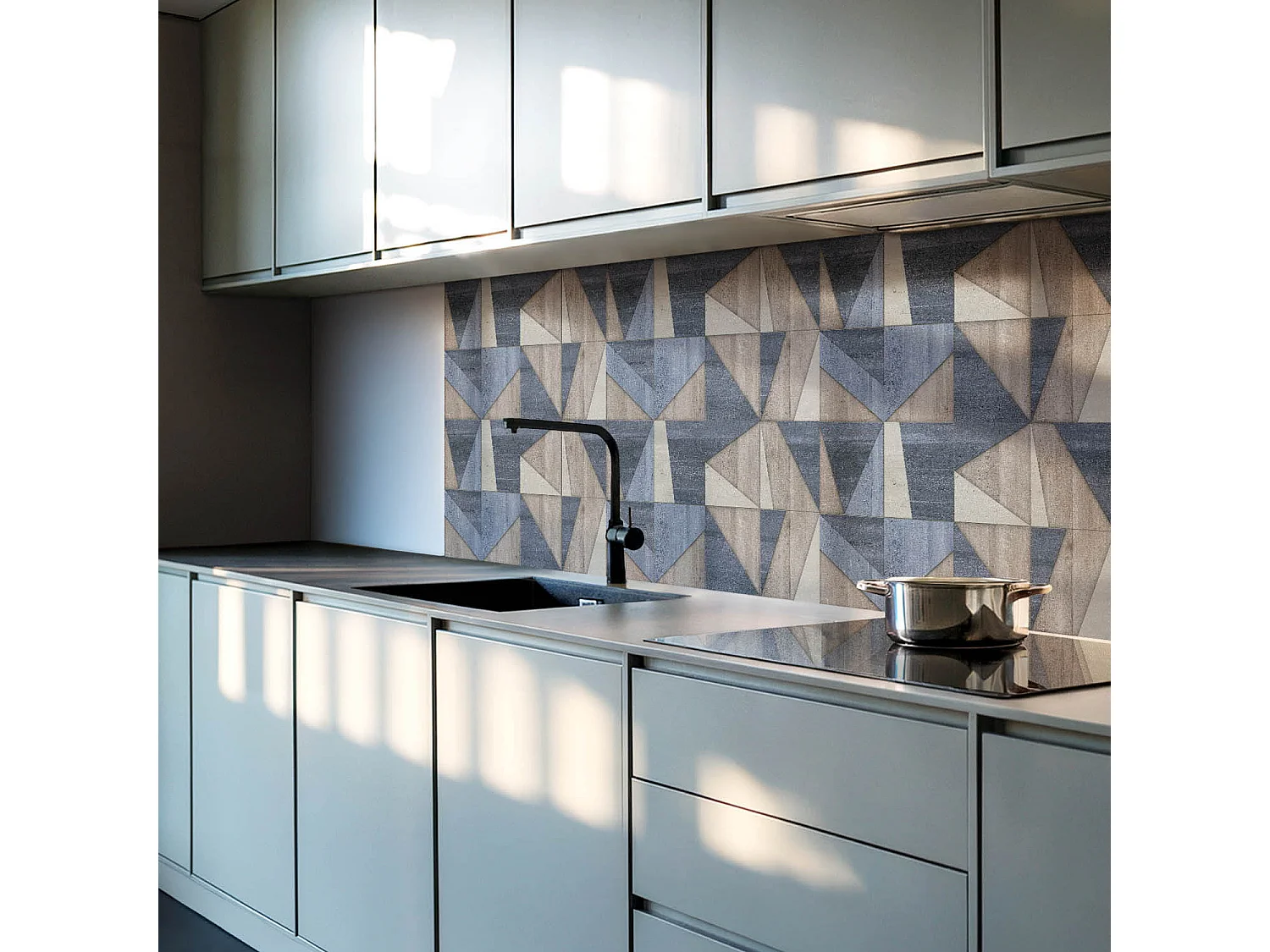 Wandpaneel selbstklebend, Wandverkleidung innen - 6x60x30 cm - Abstraktes geometrisches Muster