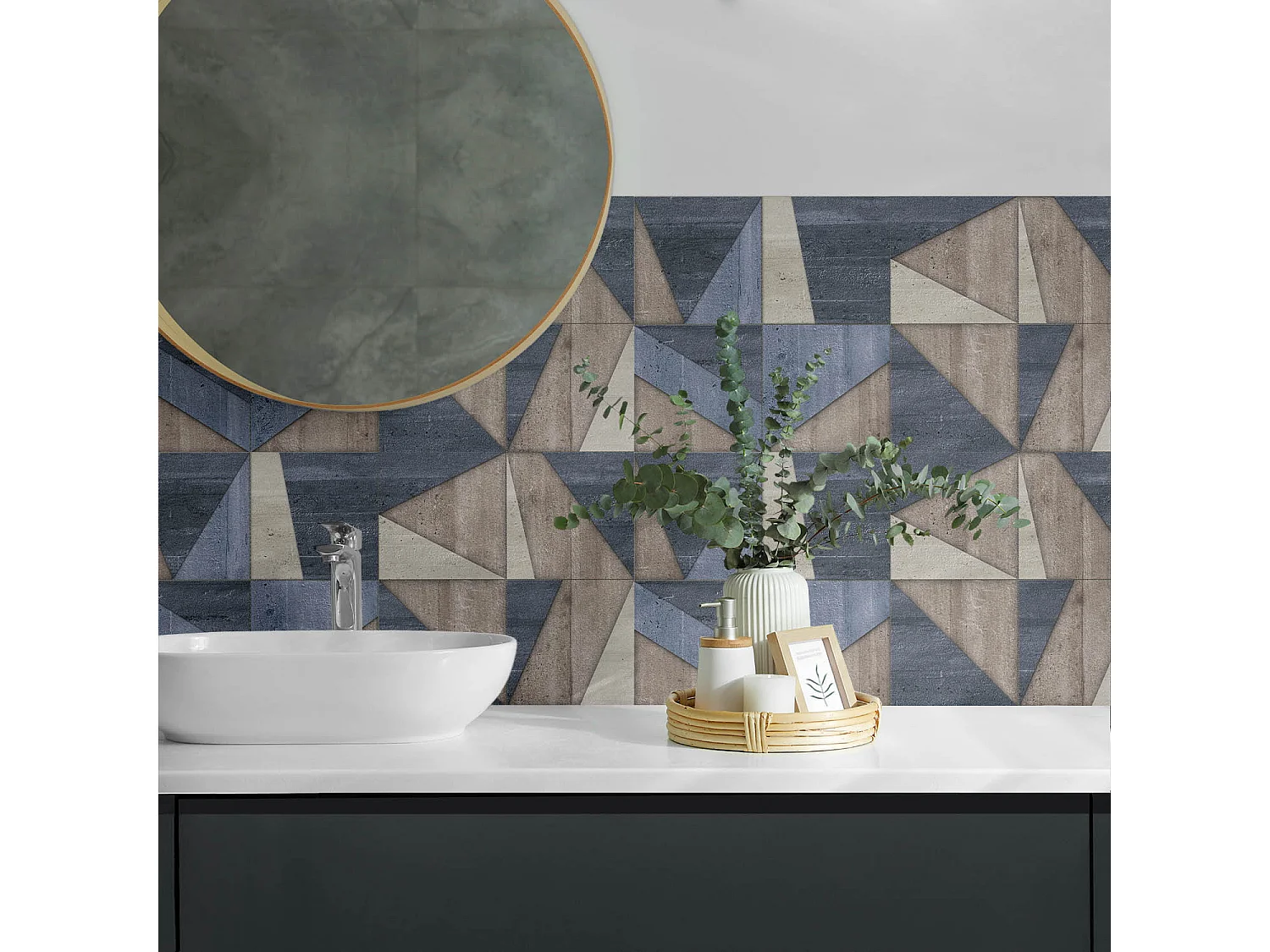 Wandpaneel selbstklebend, Wandverkleidung innen - 6x60x30 cm - Abstraktes geometrisches Muster