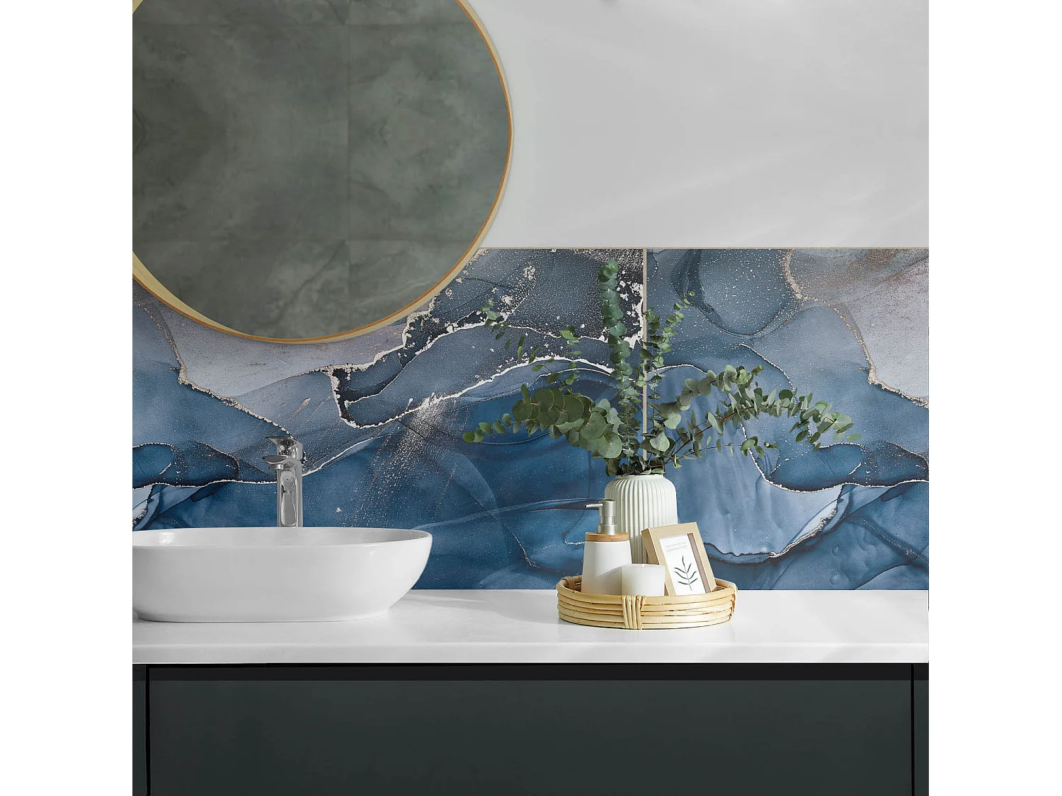 Panneaux muraux autocollants en vinyle imperméable - 100x50 cm - Modèle ondulé abstrait