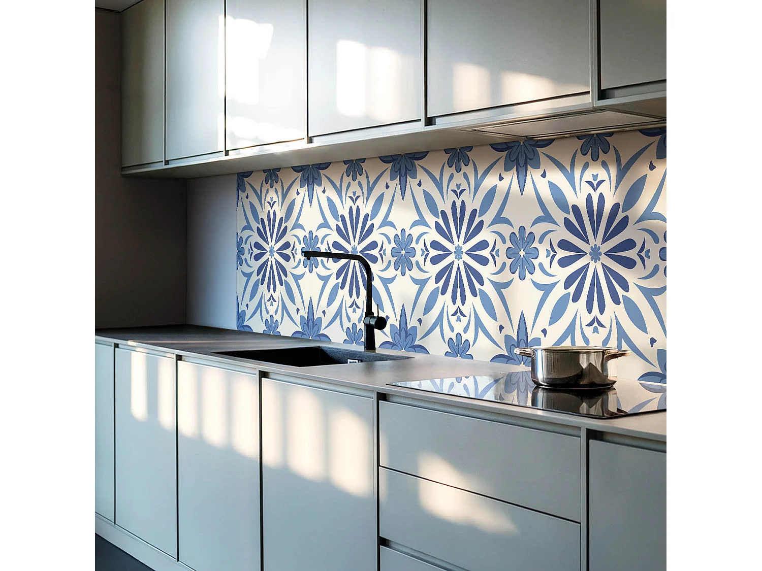 PVC wandpaneel, Vinyl wandverkleidung selbstklebend- 120x60 cm - Blumenmuster auf dem Hintergrund