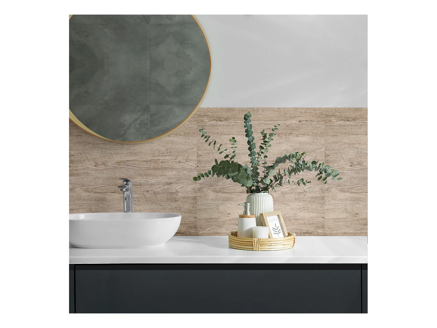 Wandpaneel selbstklebend, Wandverkleidung innen - 4 x 50 x 50 cm - Natürliche Holzstruktur