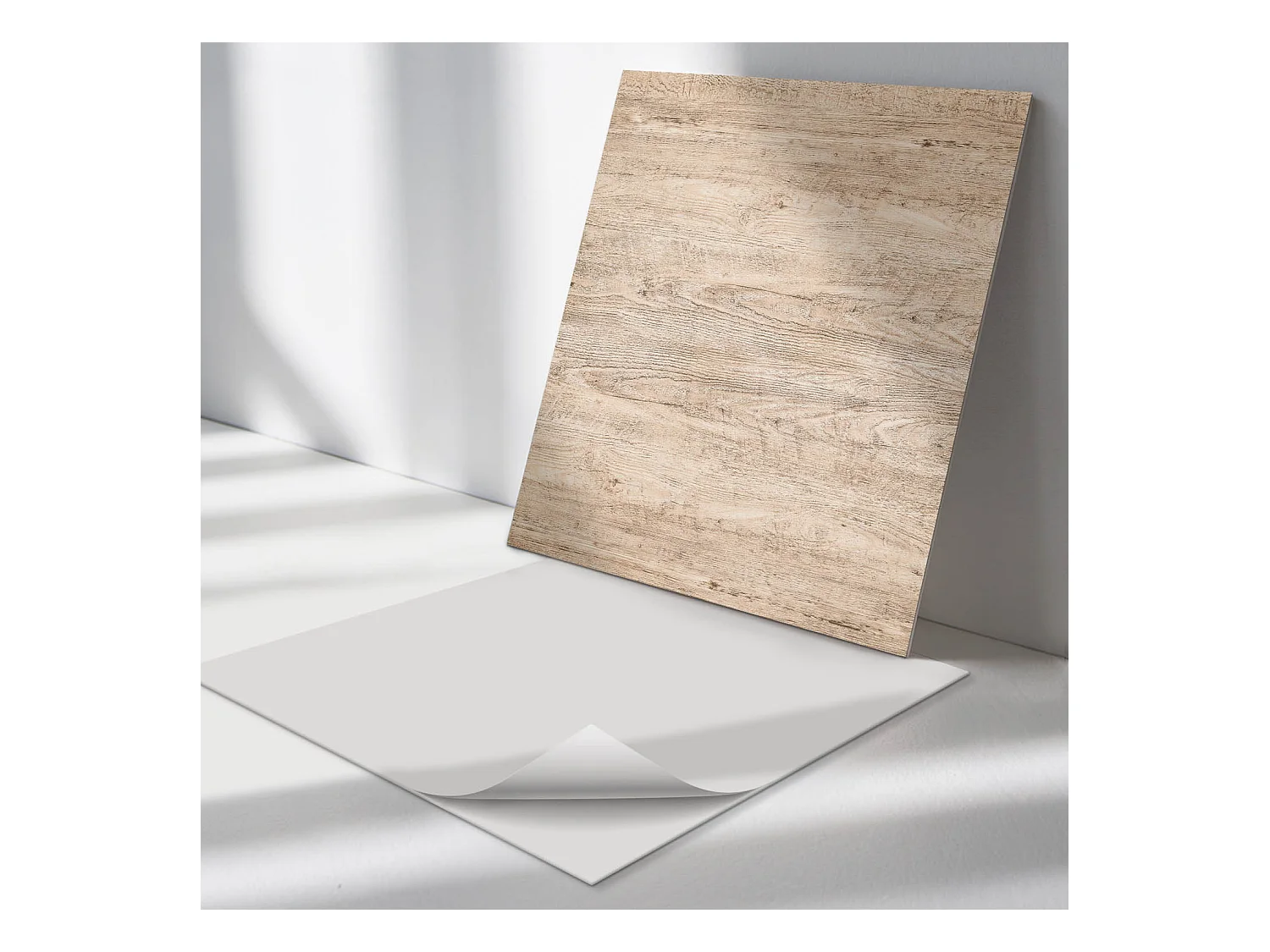 Panneaux muraux autocollants en vinyle imperméable - 4 x 50 x 50 cm - Texture bois naturel
