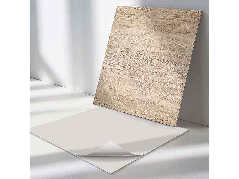Wandpaneel selbstklebend, Wandverkleidung innen - 4 x 50 x 50 cm - Natürliche Holzstruktur