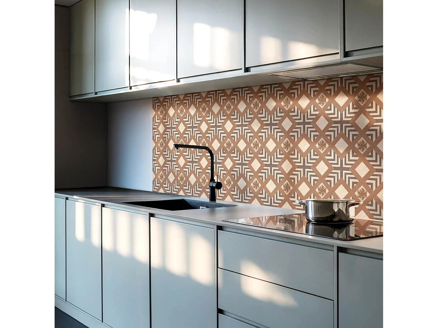 Panneaux muraux autocollants en vinyle imperméable - 10x40x20 cm - Modèle avec des motifs géométriques