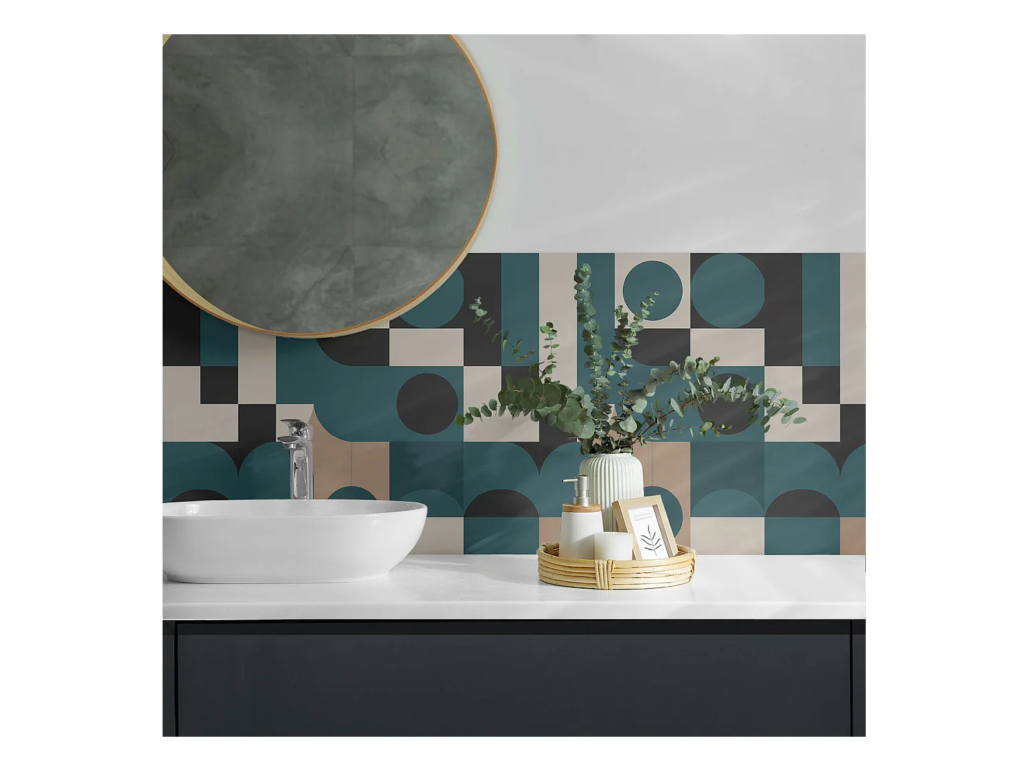 Zelfklevende wandbekleding, PVC wandpaneel, Vinyl wandbekleding - 4 x 50 x 50 cm - Abstracte vormen en vormen