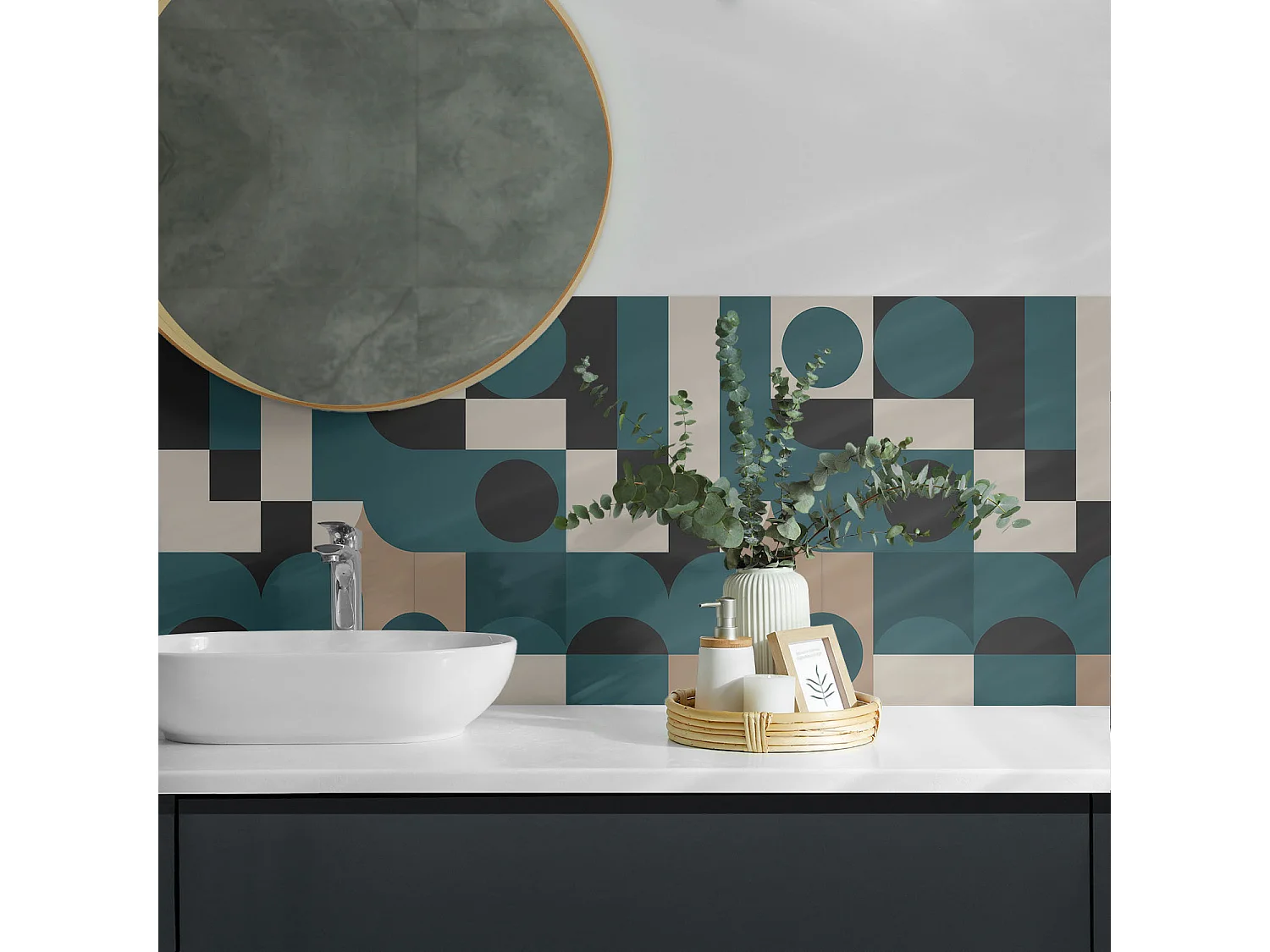 Wandpaneel selbstklebend, Wandverkleidung innen - 4 x 50 x 50 cm - Abstrakte Formen und Gestalten