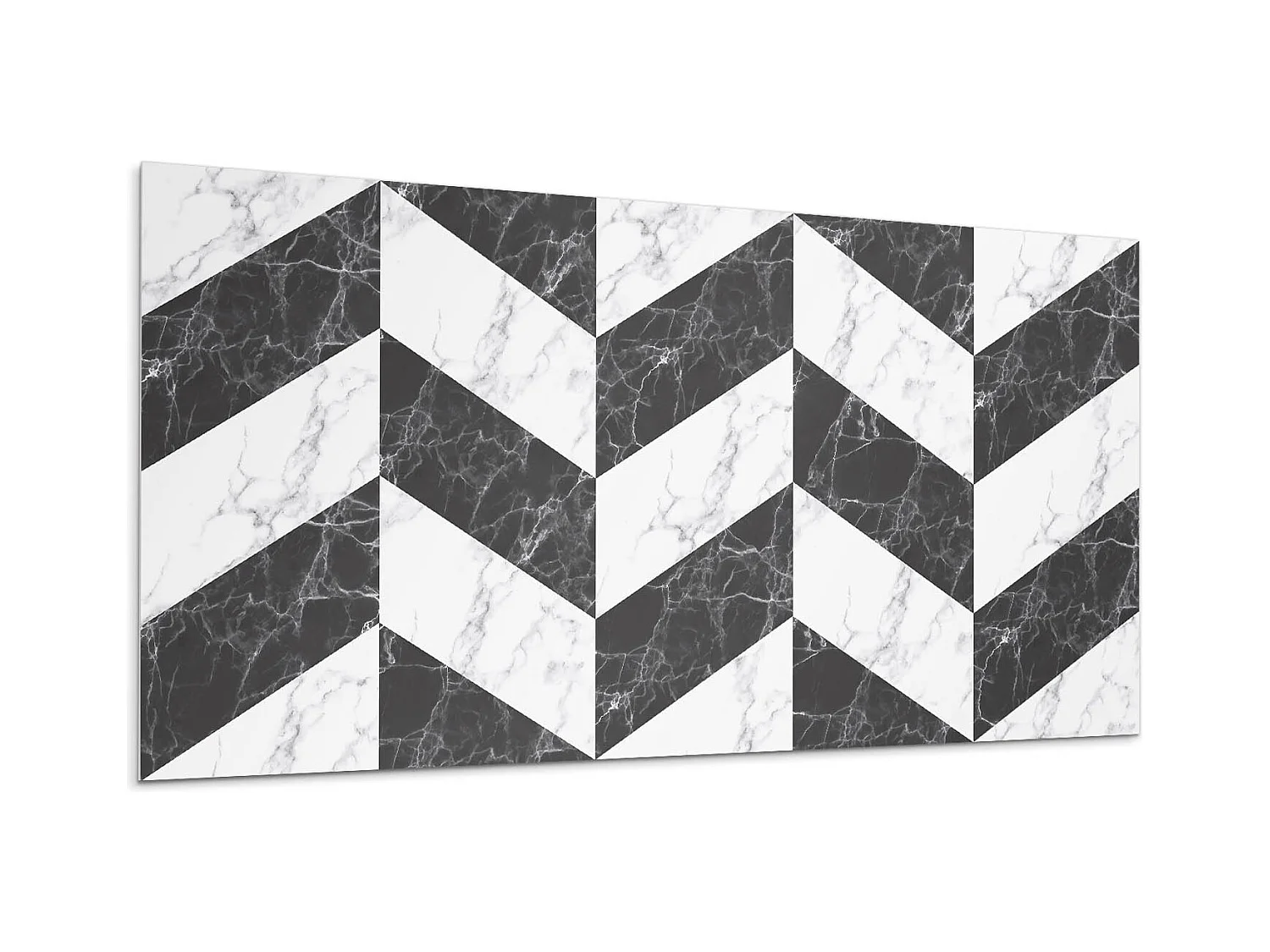 Panneaux muraux autocollants en vinyle imperméable - 100x50 cm - Motif à chevrons en marbre