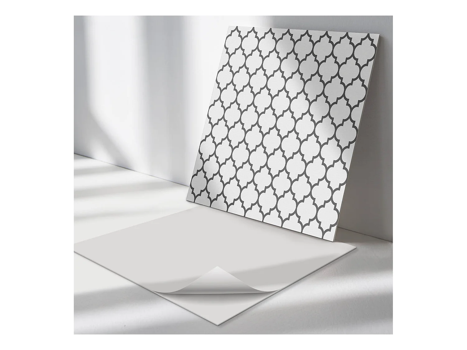 Panneaux muraux autocollants en vinyle imperméable - 4 x 50 x 50 cm - Modèle avec des formes symétriques