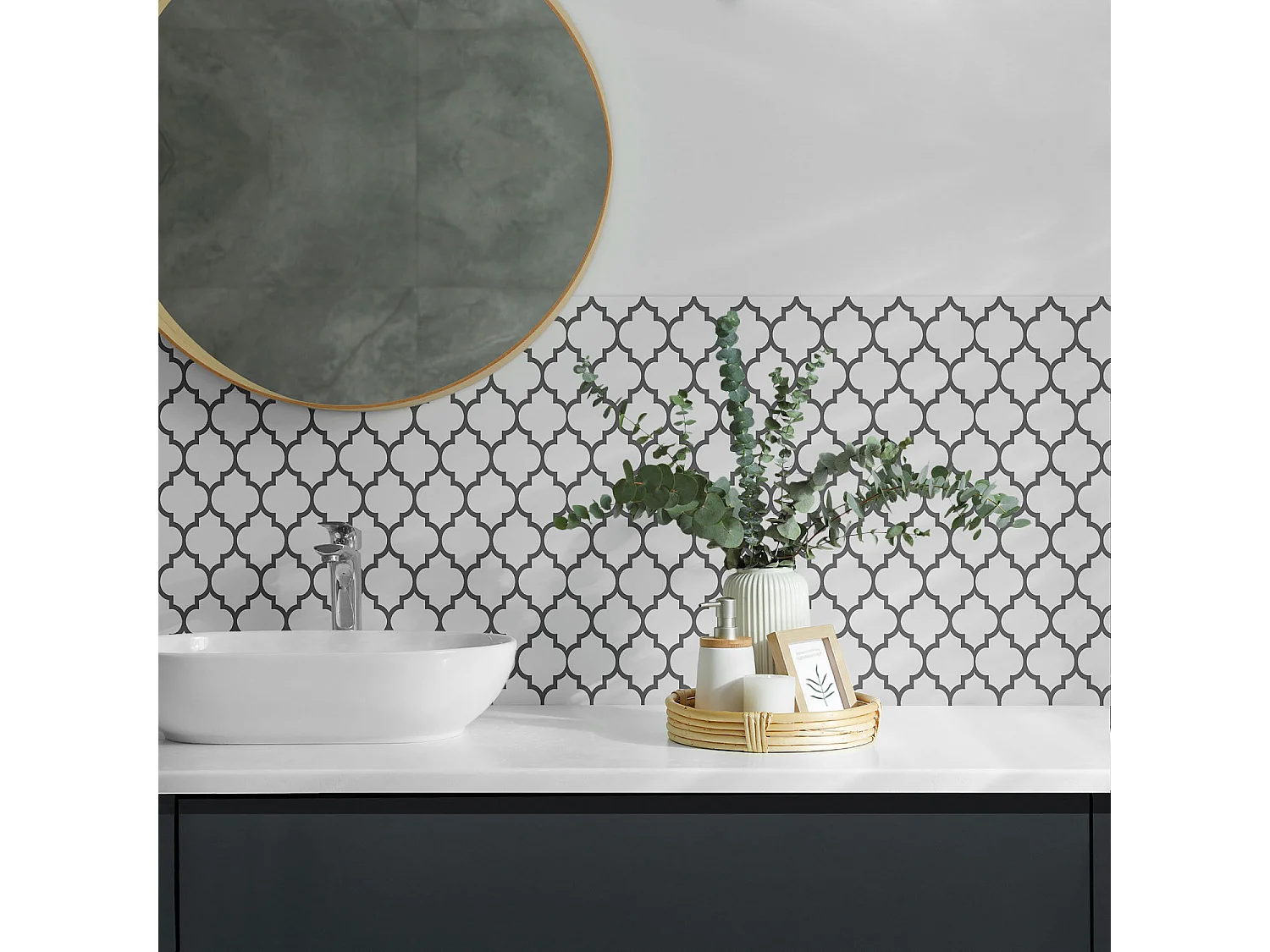 Zelfklevende wandbekleding, PVC wandpaneel, Vinyl wandbekleding - 4 x 50 x 50 cm - Patroon met symmetrische vormen