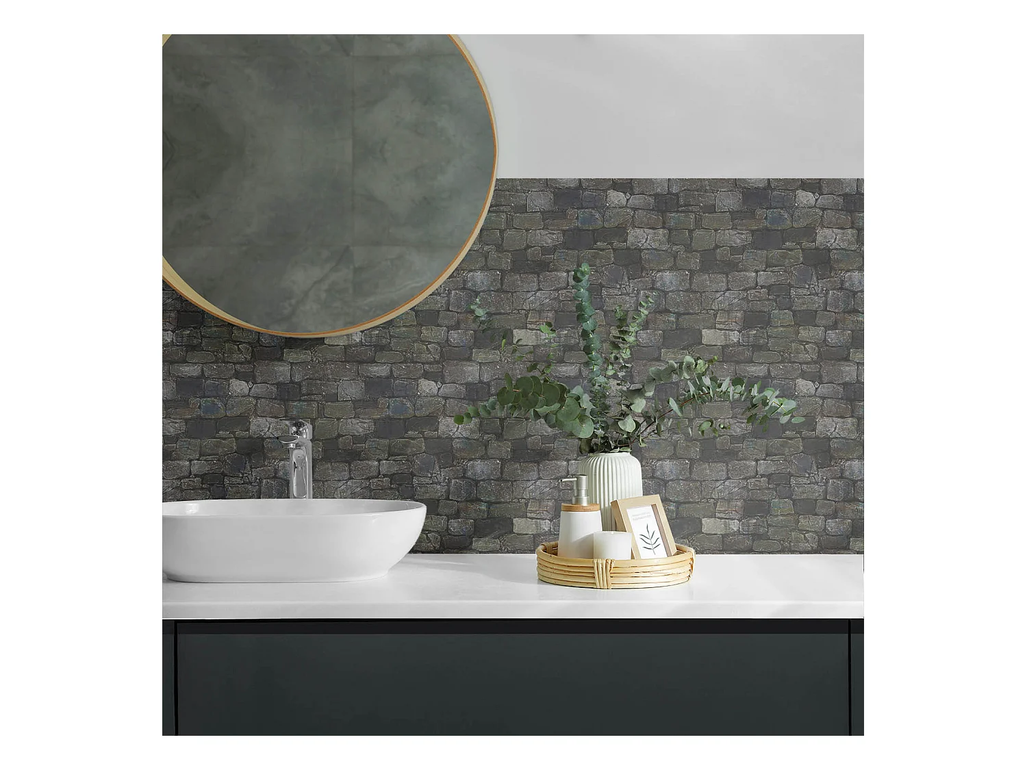 PVC wandpaneel, Vinyl wandverkleidung selbstklebend- 120x60 cm - Textur der Steinmauer