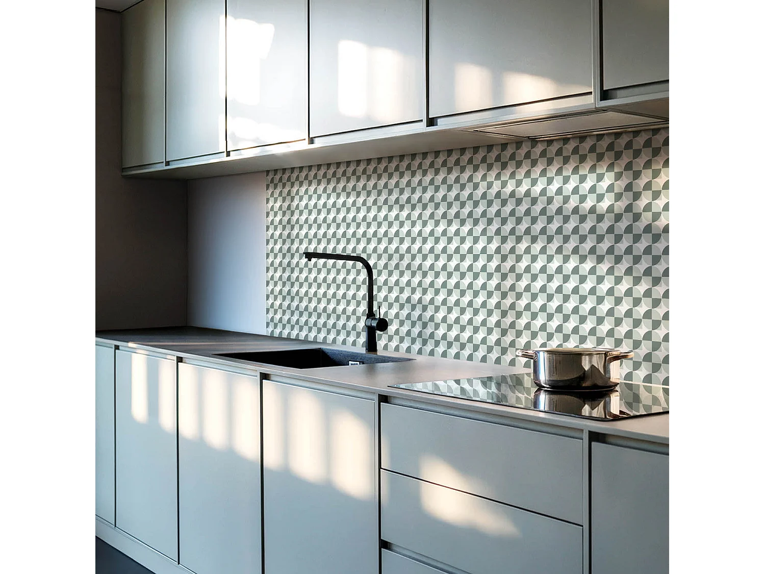 Panneaux muraux autocollants en vinyle imperméable - 10x40x20 cm - Géométrie des cercles et des carrés