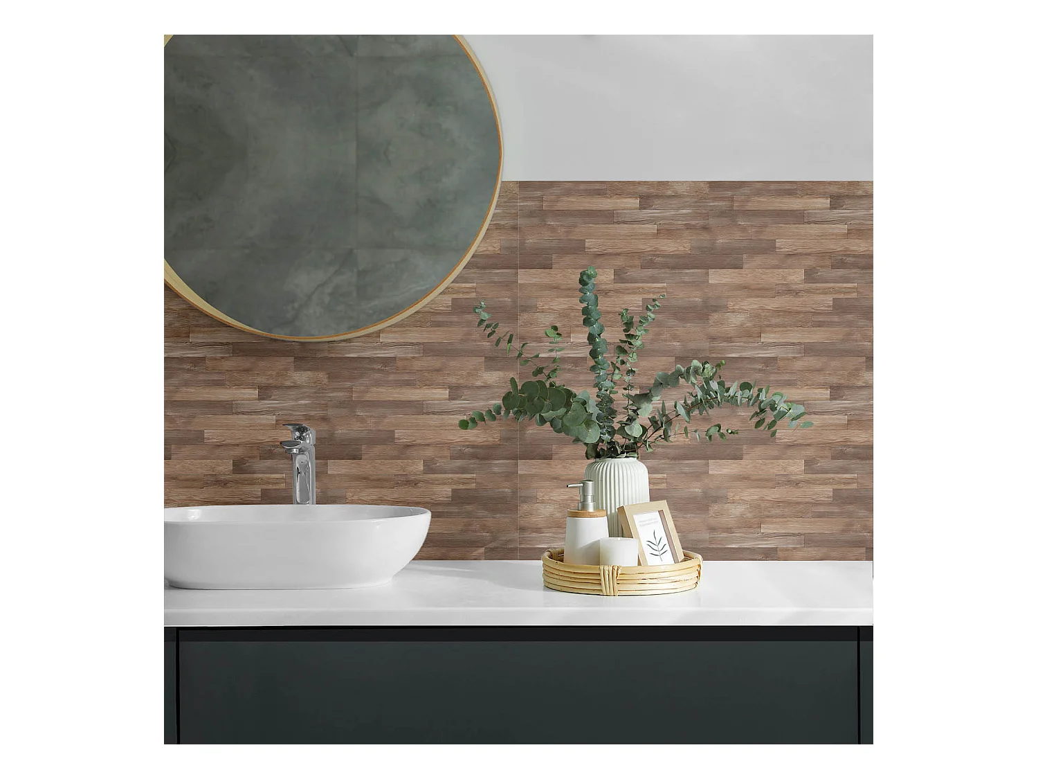 Wandpaneel selbstklebend, Wandverkleidung innen - 6x60x30 cm - Dielenmuster