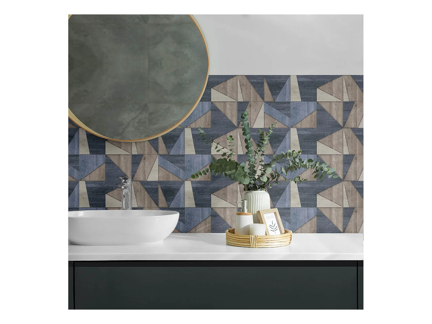 Wandpaneel selbstklebend, Wandverkleidung innen - 10x40x20 cm - Abstraktes geometrisches Muster