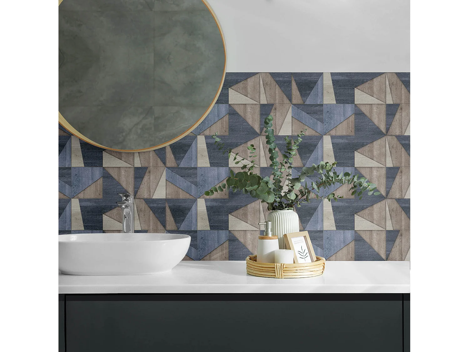 Wandpaneel selbstklebend, Wandverkleidung innen - 10x40x20 cm - Abstraktes geometrisches Muster