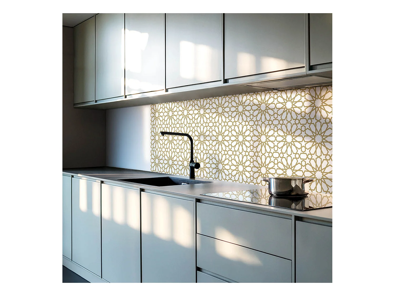 Wandpaneel selbstklebend, Wandverkleidung innen - 4 x 50 x 50 cm - Geometrisches Muster mit Sternen