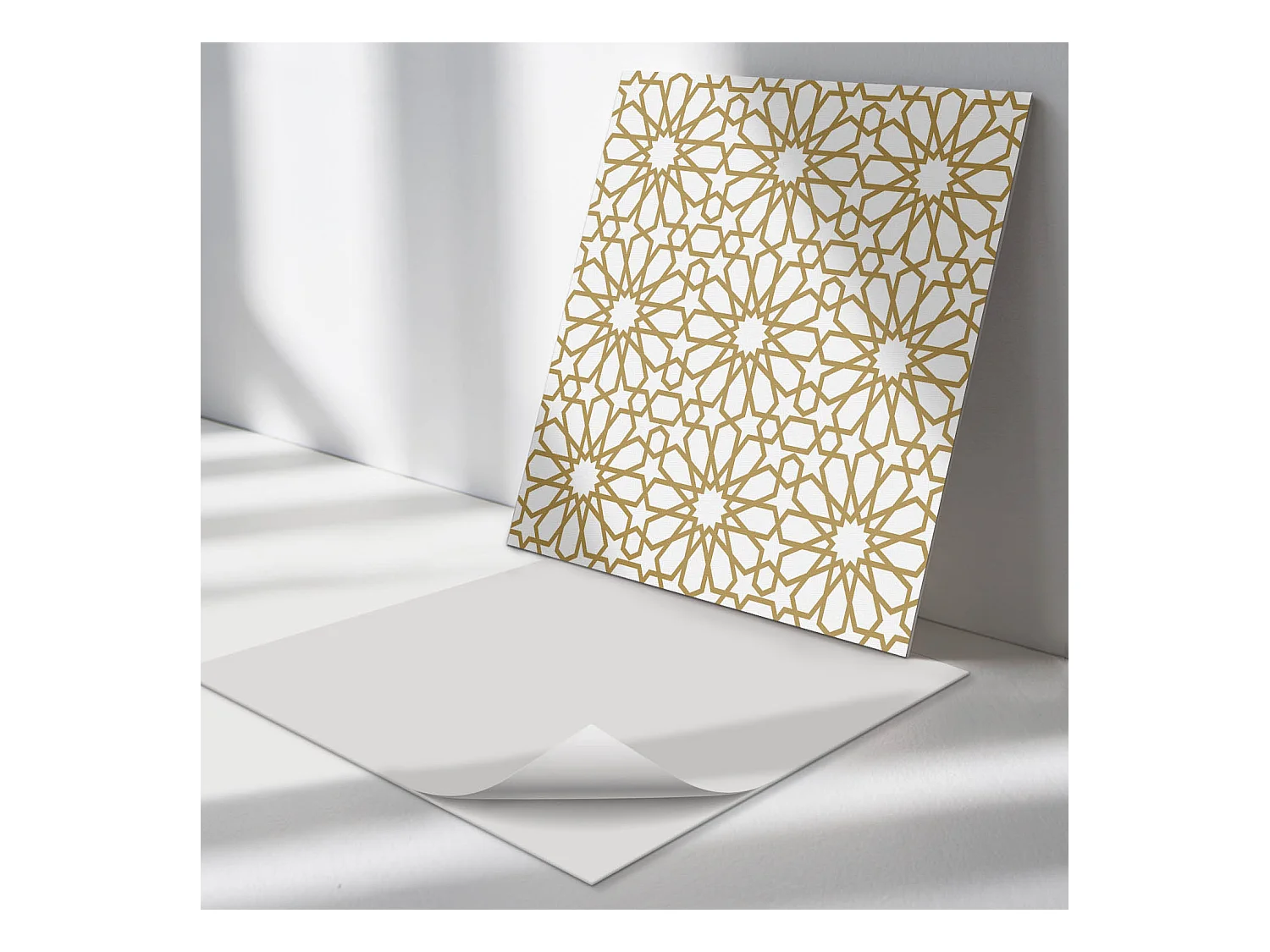 Panneaux muraux autocollants en vinyle imperméable - 4 x 50 x 50 cm - Motif géométrique avec étoiles