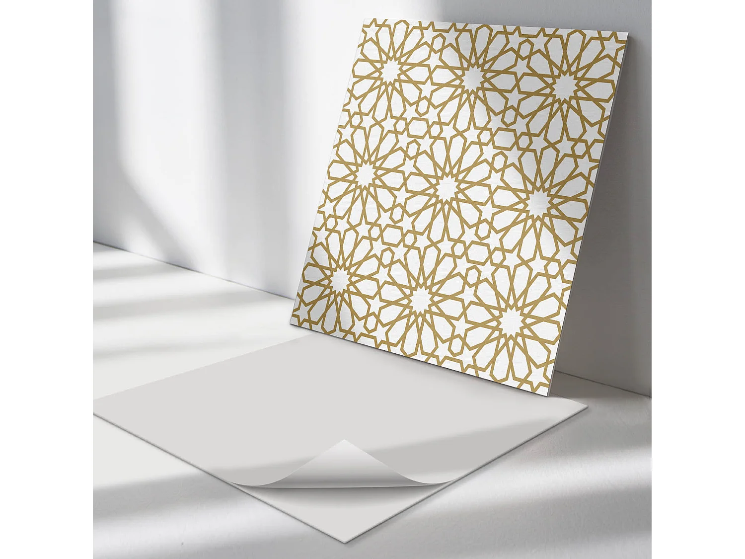 Wandpaneel selbstklebend, Wandverkleidung innen - 4 x 50 x 50 cm - Geometrisches Muster mit Sternen