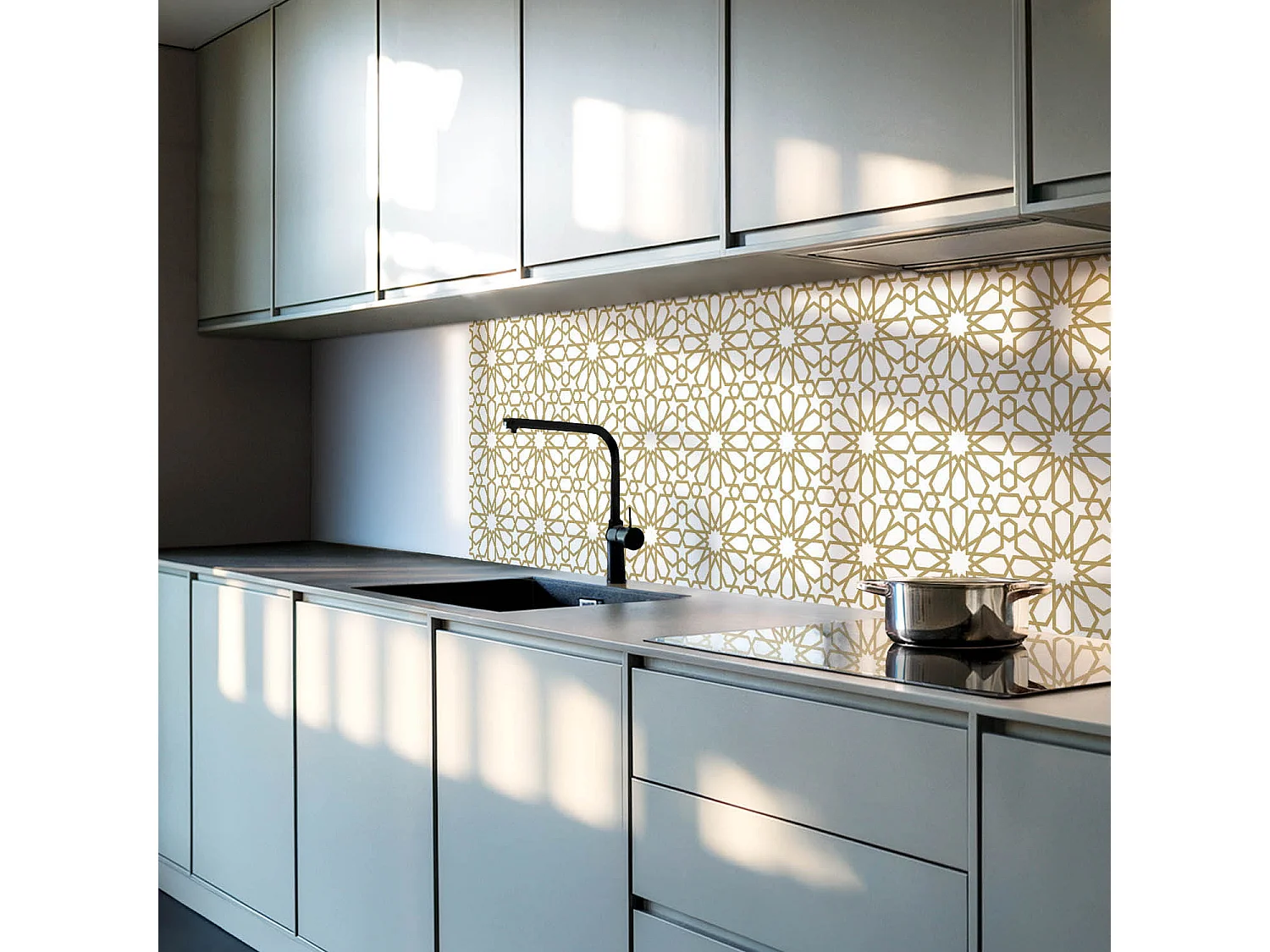 Wandpaneel selbstklebend, Wandverkleidung innen - 4 x 50 x 50 cm - Geometrisches Muster mit Sternen