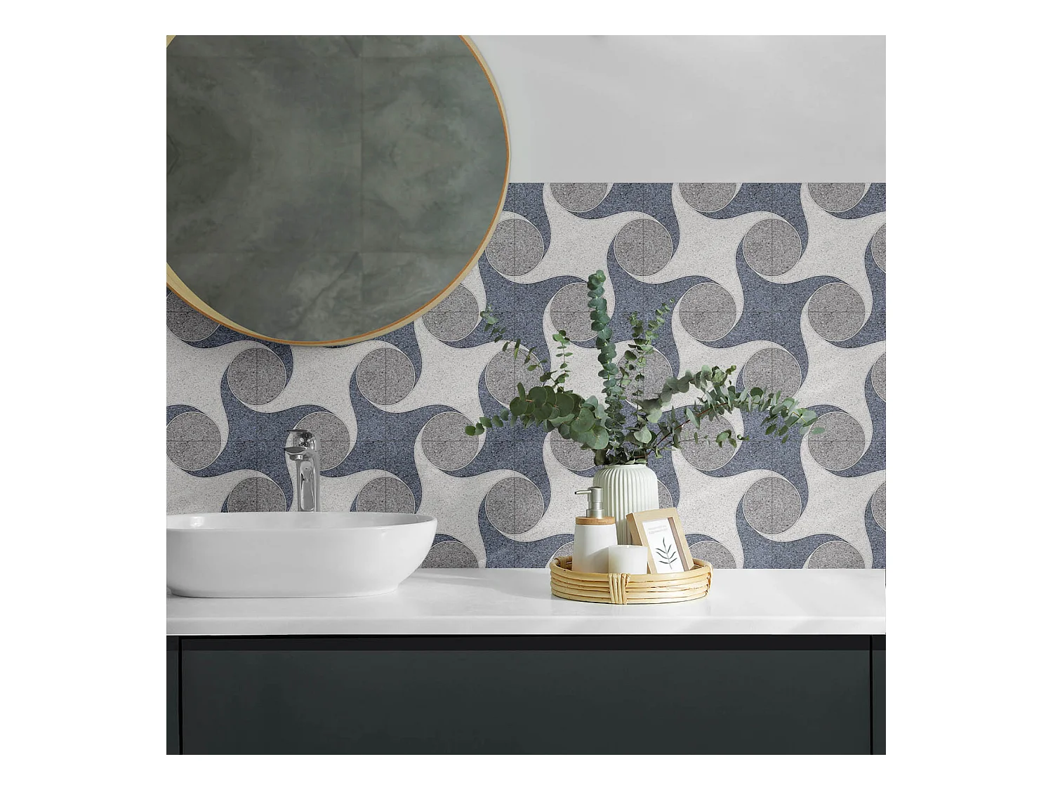 Wandpaneel selbstklebend, Wandverkleidung innen - 10x40x20 cm - Abstraktes Mosaikmuster