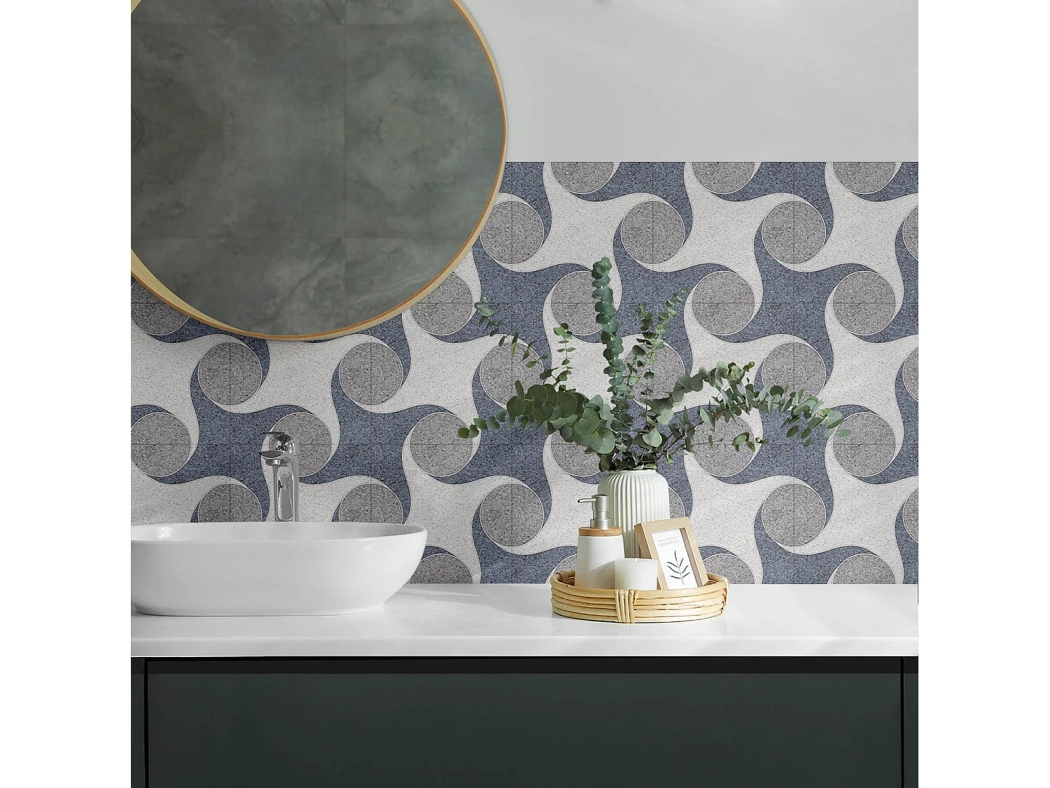 Wandpaneel selbstklebend, Wandverkleidung innen - 10x40x20 cm - Abstraktes Mosaikmuster