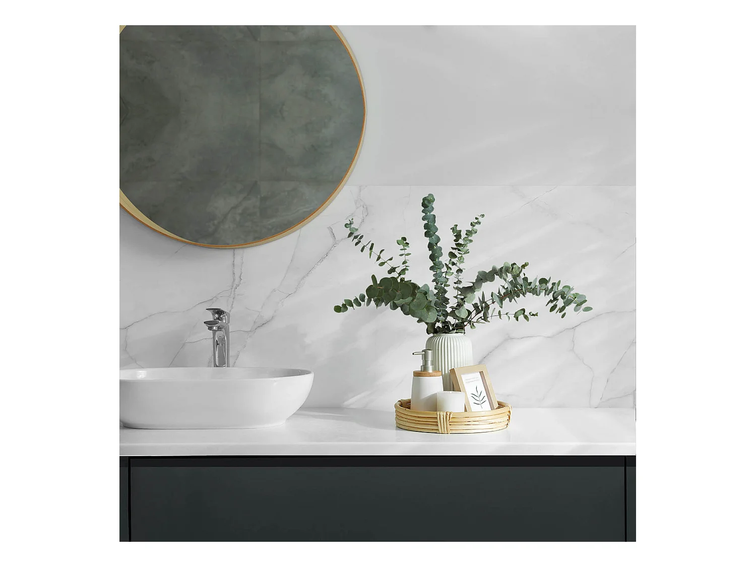 Wandpaneel selbstklebend, Wandverkleidung innen - 100x50 cm - Elegantes Marmormuster