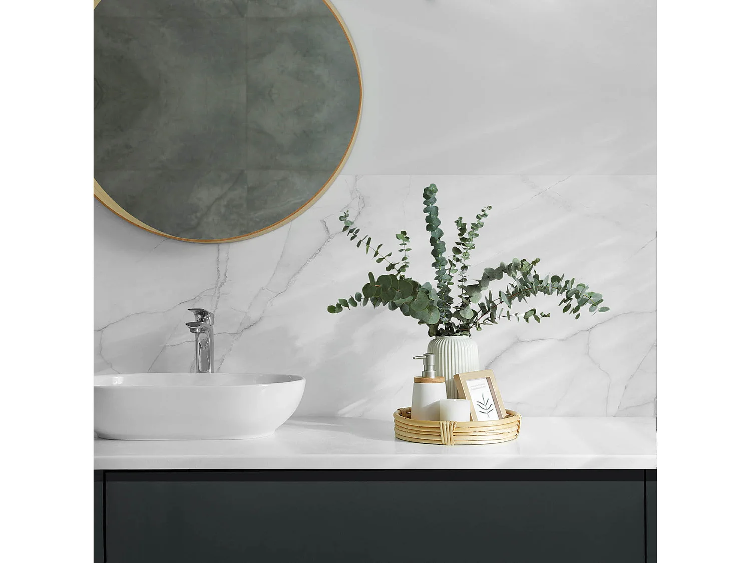 Wandpaneel selbstklebend, Wandverkleidung innen - 100x50 cm - Elegantes Marmormuster