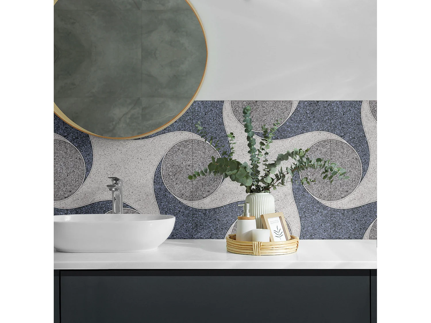 Panneaux muraux autocollants en vinyle imperméable - 4 x 50 x 50 cm - Modèle de mosaïque abstraite