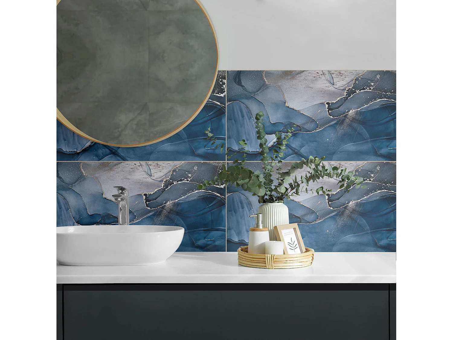 Wandpaneel selbstklebend, Wandverkleidung innen - 6x60x30 cm - Abstraktes Wellenmuster