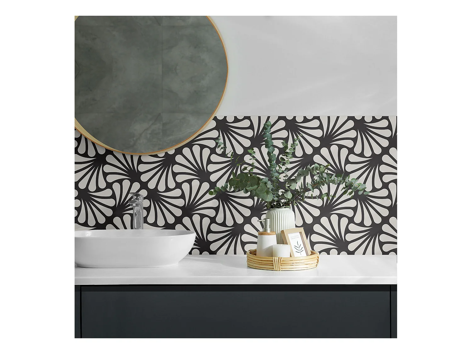 Wandpaneel selbstklebend, Wandverkleidung innen - 4 x 50 x 50 cm - Stilvolles Blattmuster