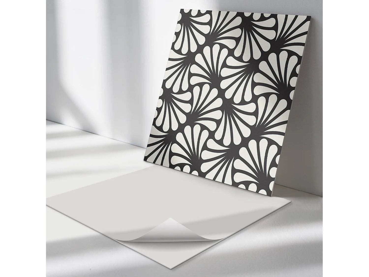 Panneaux muraux autocollants en vinyle imperméable - 4 x 50 x 50 cm - Motif de feuilles élégant