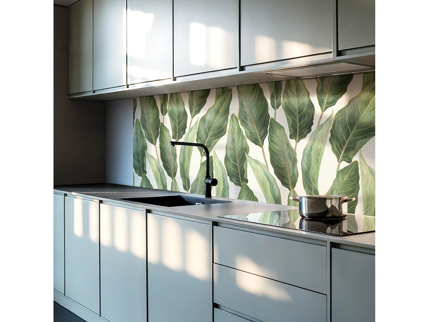 PVC wandpaneel, Vinyl wandverkleidung selbstklebend- 120x60 cm - Blätter im tropischen Stil