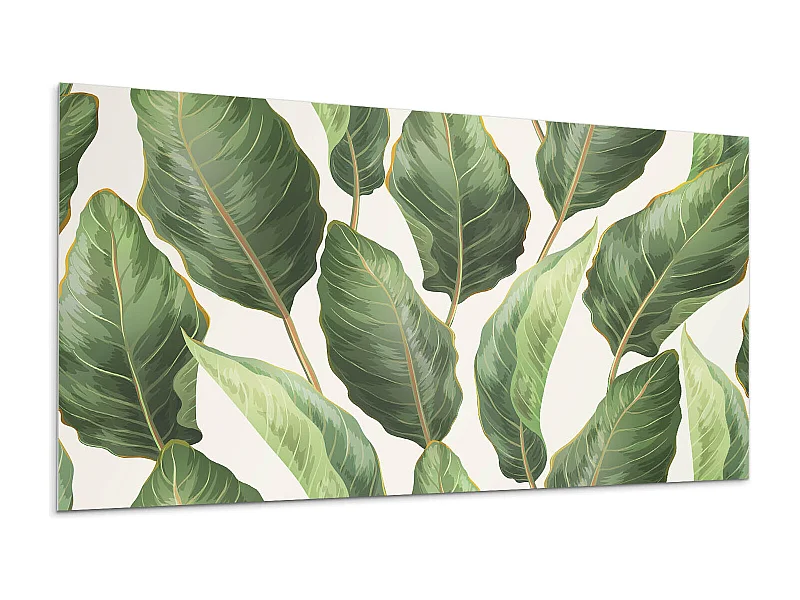 PVC wandpaneel, Vinyl wandverkleidung selbstklebend- 120x60 cm - Blätter im tropischen Stil