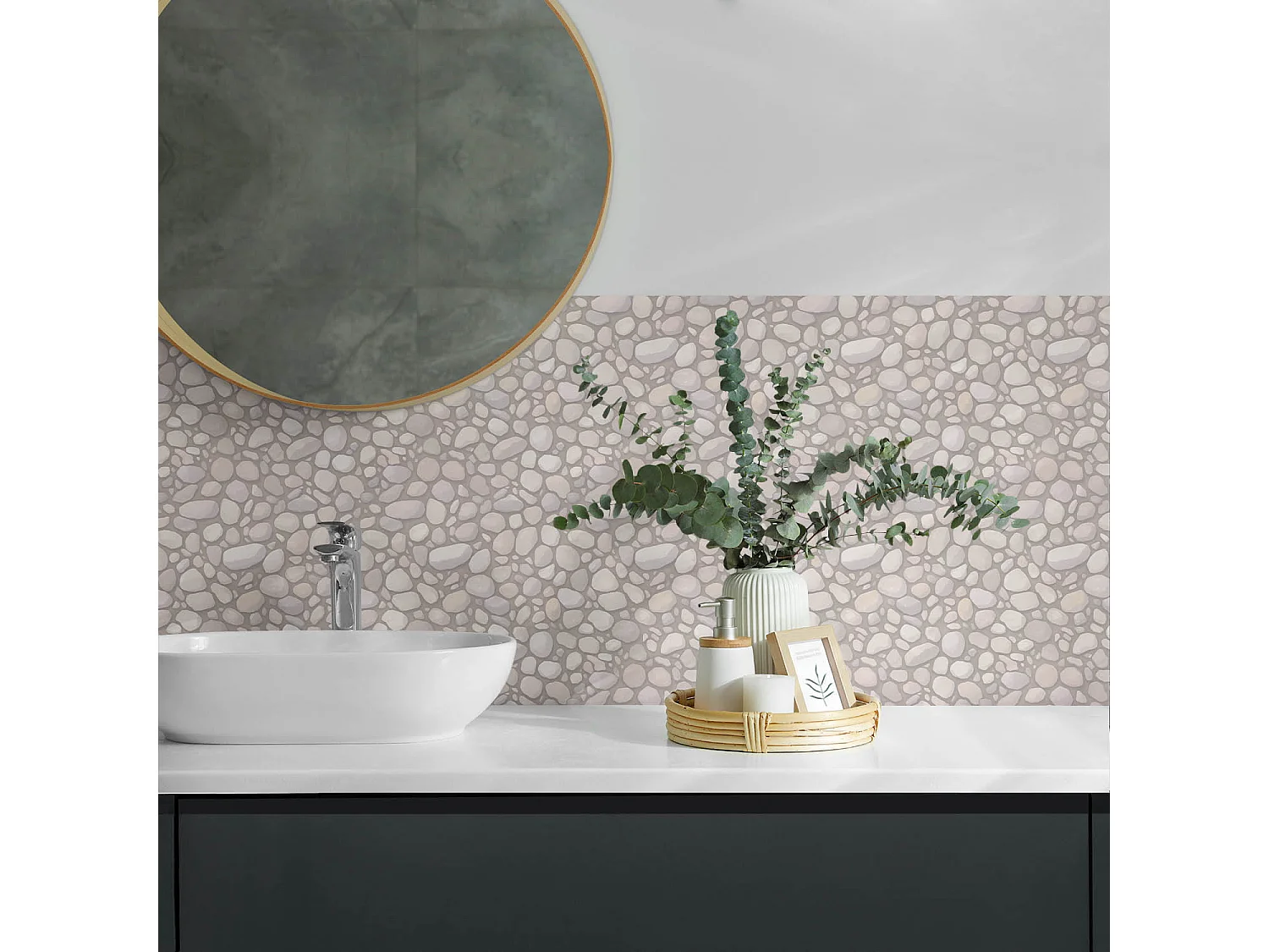 Panneaux muraux autocollants en vinyle imperméable - 100x50 cm - Motif en pierre naturelle