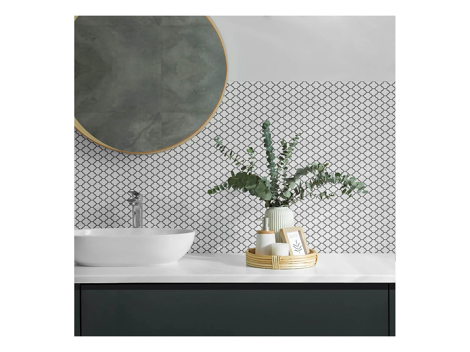 Wandpaneel selbstklebend, Wandverkleidung innen - 10x40x20 cm - Muster mit symmetrischen Formen