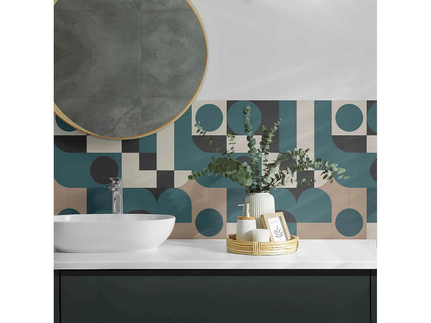 Wandpaneel selbstklebend, Wandverkleidung innen - 100x50 cm - Abstrakte Formen und Gestalten