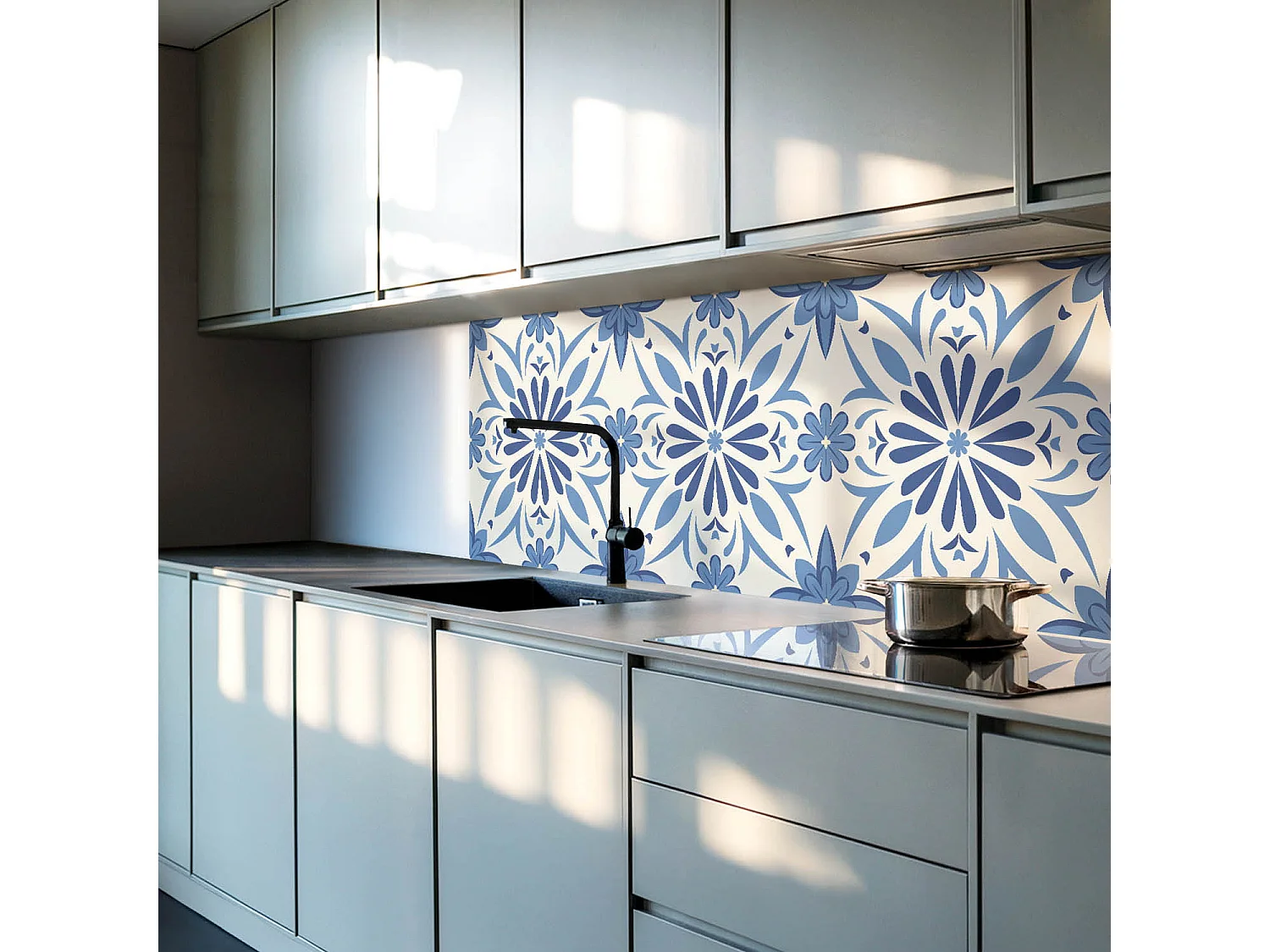 Wandpaneel selbstklebend, Wandverkleidung innen - 4 x 50 x 50 cm - Blumenmuster auf dem Hintergrund