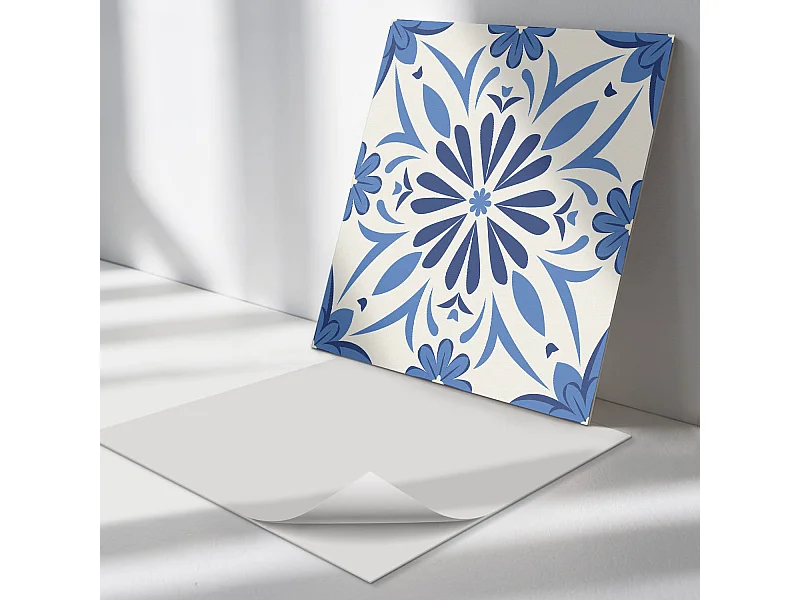 Wandpaneel selbstklebend, Wandverkleidung innen - 4 x 50 x 50 cm - Blumenmuster auf dem Hintergrund