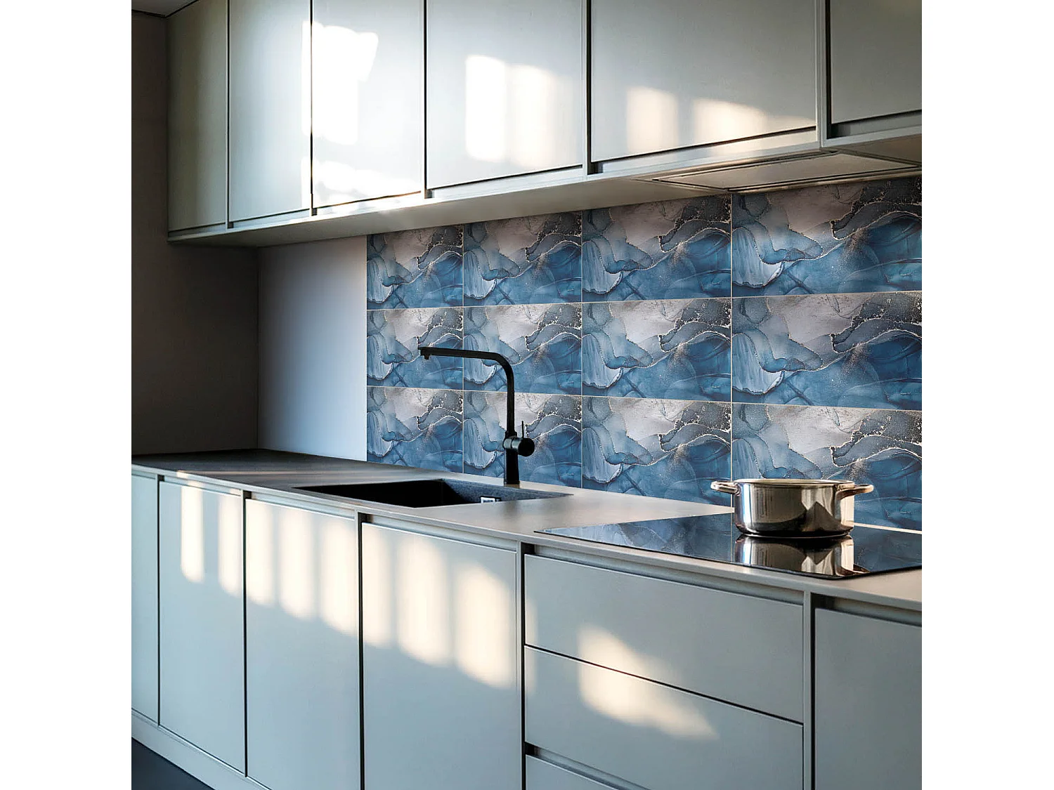 Panneaux muraux autocollants en vinyle imperméable - 10x40x20 cm - Modèle ondulé abstrait