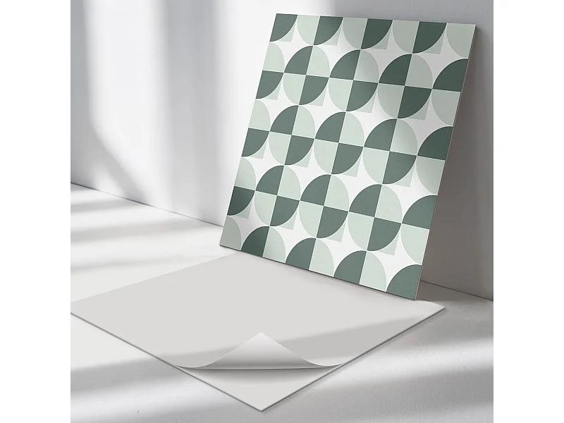 Wandpaneel selbstklebend, Wandverkleidung innen - 4 x 50 x 50 cm - Geometrie von Kreisen und Quadraten