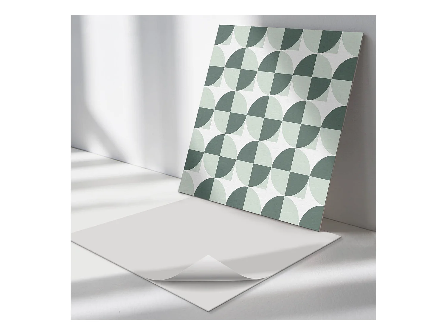 Wandpaneel selbstklebend, Wandverkleidung innen - 4 x 50 x 50 cm - Geometrie von Kreisen und Quadraten