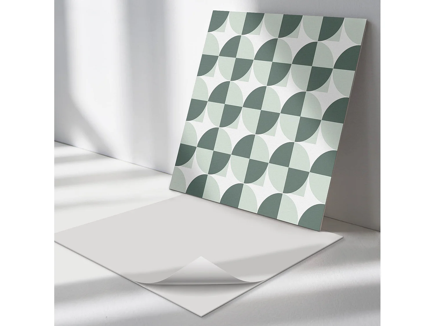 Panneaux muraux autocollants en vinyle imperméable - 4 x 50 x 50 cm - Géométrie des cercles et des carrés