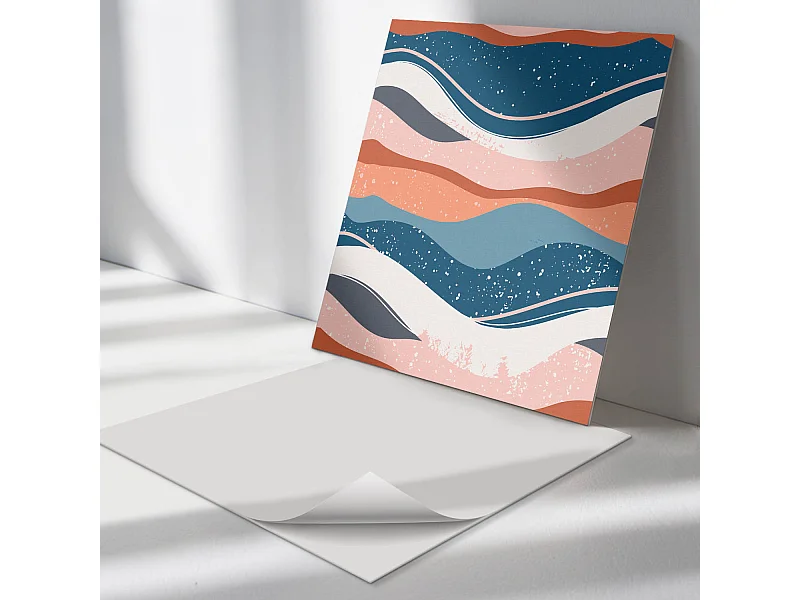 Wandpaneel selbstklebend, Wandverkleidung innen - 4 x 50 x 50 cm - Wellen in abstrakten Mustern
