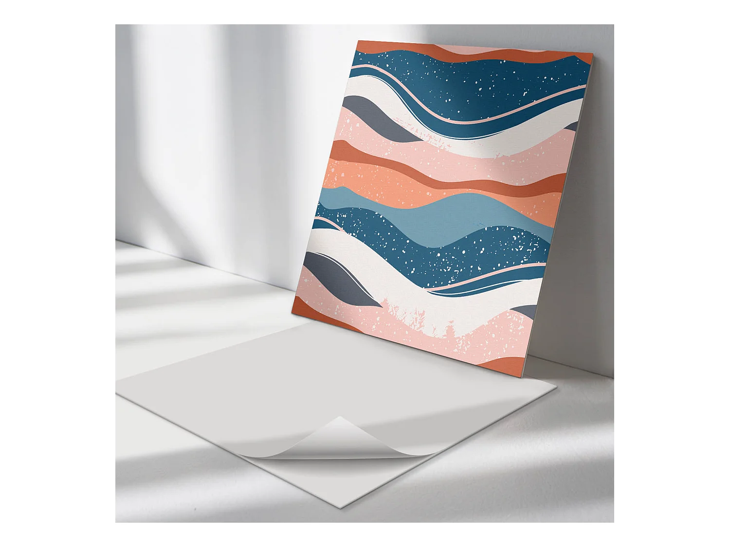 Panneaux muraux autocollants en vinyle imperméable - 4 x 50 x 50 cm - Vagues dans des motifs abstraits